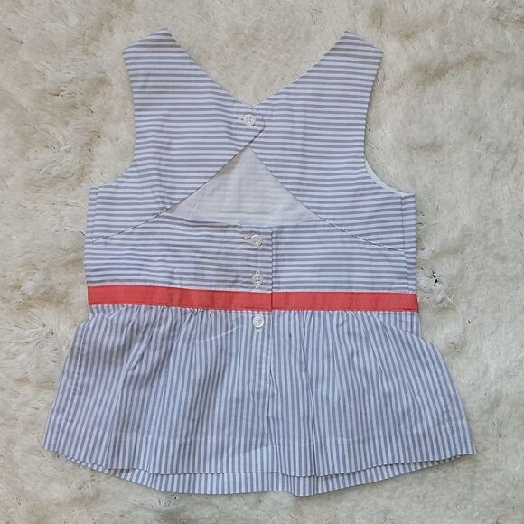 JANIE AND JACK LIGHT BLUE AND WHITE STRIPED TOP WITH RED BOW, SIZE 4 - NEW! - Picture 6 of 10